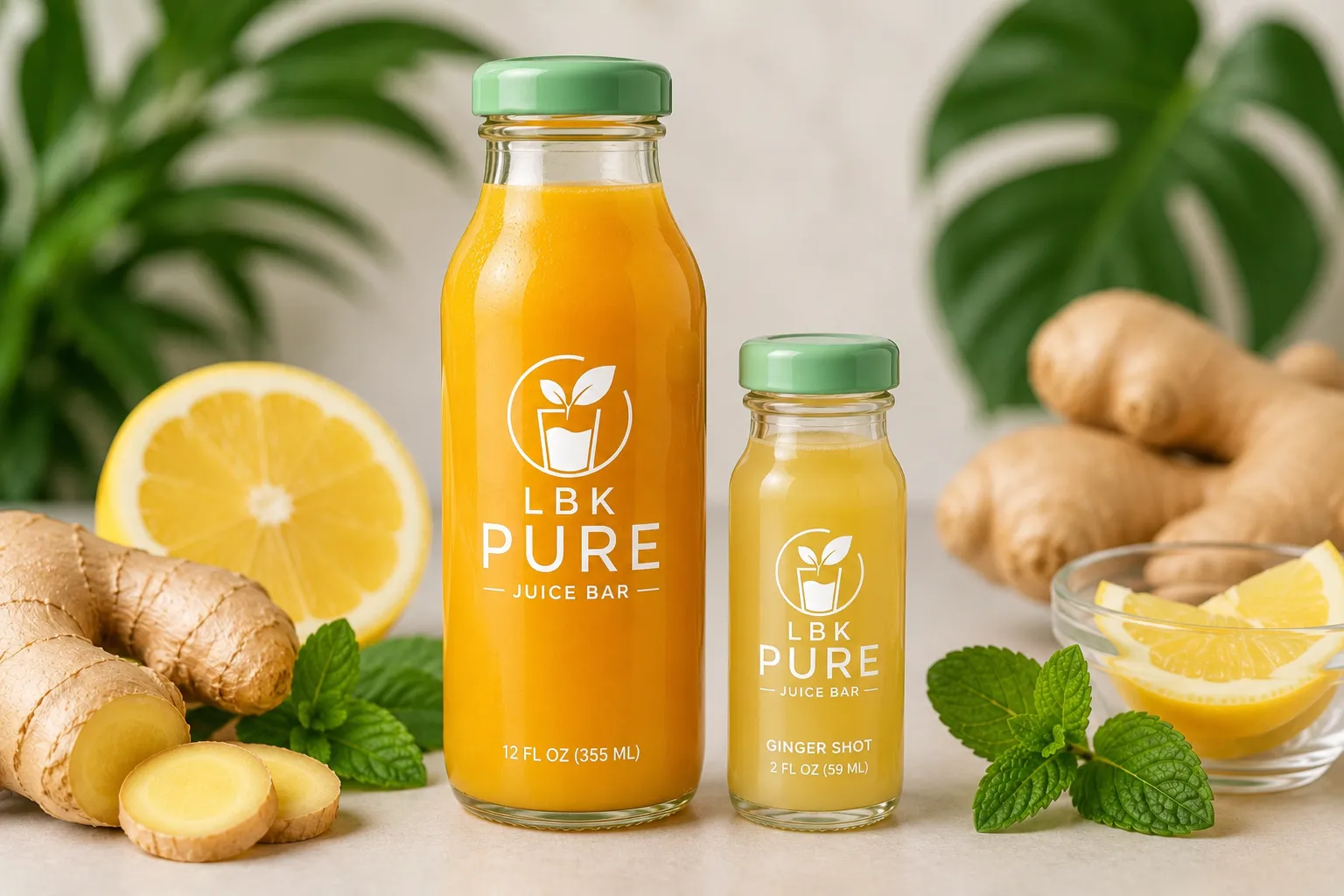 LBK Pure Juice Bar - Fresh 12oz Cold-Pressed Juice and 2oz Ginger Shot